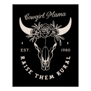Cowgirl-Land-Mama-westliche-Ästhetik-Zitate schwar Poster