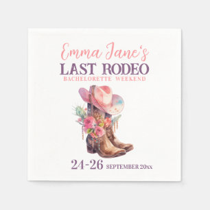 Cowgirl Last Rodeo Pink Bachelorette Serviette