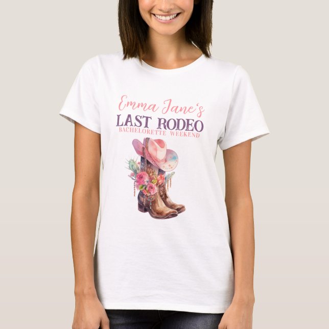 Cowgirl Last Rodeo Pink Bachelorette T-Shirt (Vorderseite)