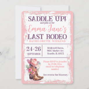 Cowgirl Last Rodeo Pink Bachelorette Wochenende Einladung