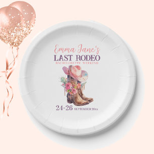 Cowgirl Last Rodeo Pink Junggesellinnenabschied Pappteller