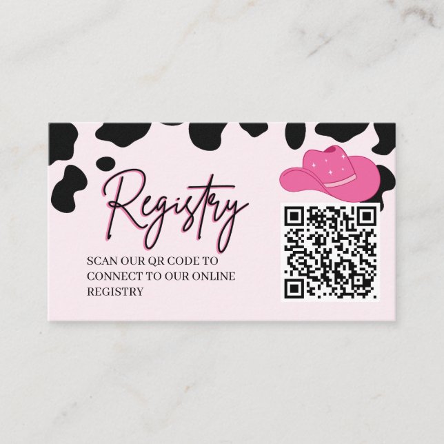 Cowgirl Last Rodeo Pink QR Code Registrierungskart Begleitkarte (Vorderseite)