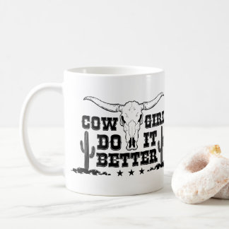 COWGIRL MACHEN ES BESSER Kuhschädel mit langen Hör Kaffeetasse