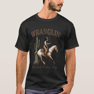 Cowgirl-Mama, die Kinder aufpferde zureitet Wester T-Shirt