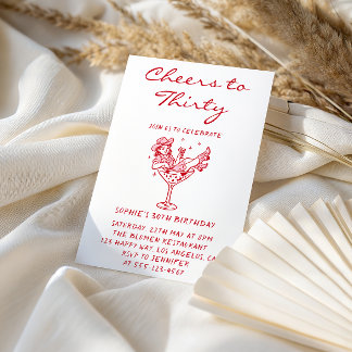 Cowgirl Martini Cheers to Thirty 30th Birthday Einladung