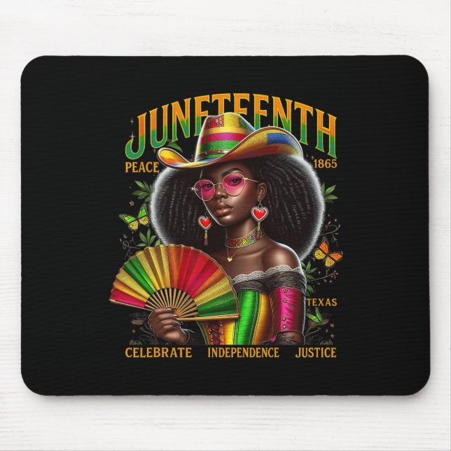 Cowgirl Melanin Mädchen Juneteenth 1865 Schwarzer  Mousepad (Vorne)