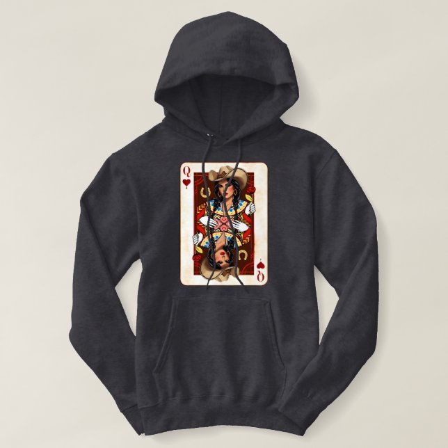 Cowgirl Midwest Queen of Hearts Card - Liebe Luck Hoodie (Design vorne)