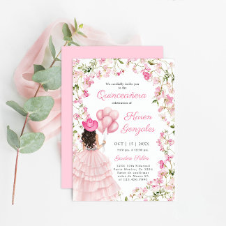 Cowgirl mit Balloons Quinceañera Einladung