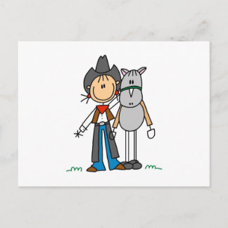 Cowgirl mit Pferdegeschenken und T - Shirt Postkarte