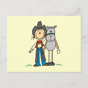 Cowgirl mit Pferdegeschenken und T - Shirt Postkarte