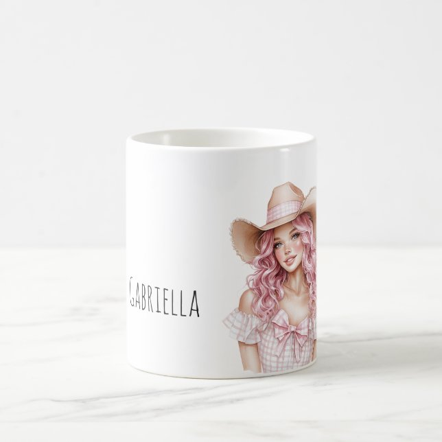 Cowgirl mit rosa Haaren   Kaffeetasse (Mittel)