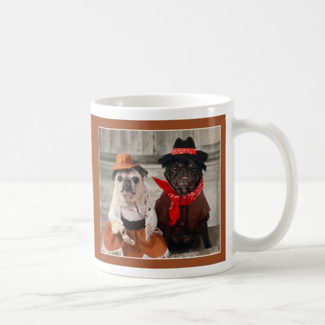 Cowgirl-Mops und Cowboy-Mops-Tasse durch Möpse und Kaffeetasse (Rechts)