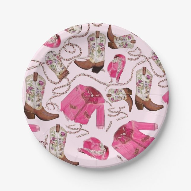 Cowgirl-Musterstil Pappteller (Vorderseite)