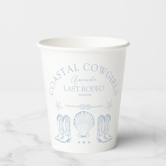 Cowgirl Nautical Beach Junggeselinnen-Abschied Pappbecher (Rückseite)