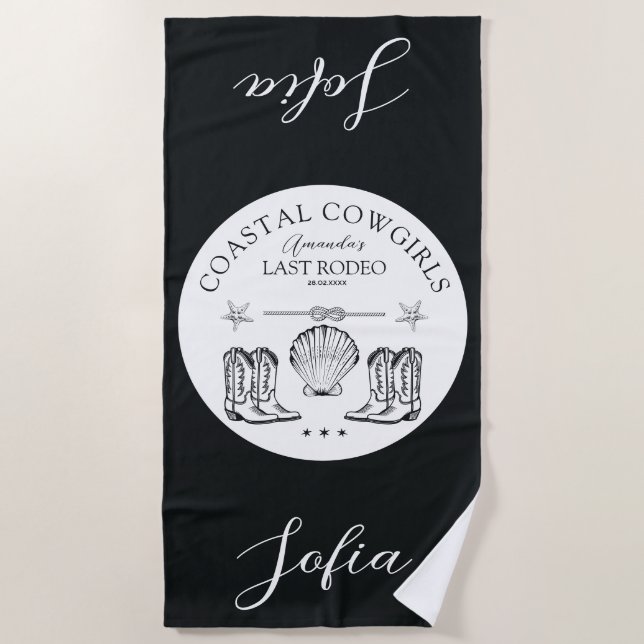 Cowgirl Nautical Junggeselinnen-Abschied Strandtuch (Vorderseite)