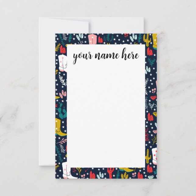 Cowgirl-Notecards für personalisierte Western Dankeskarte (Vorderseite)