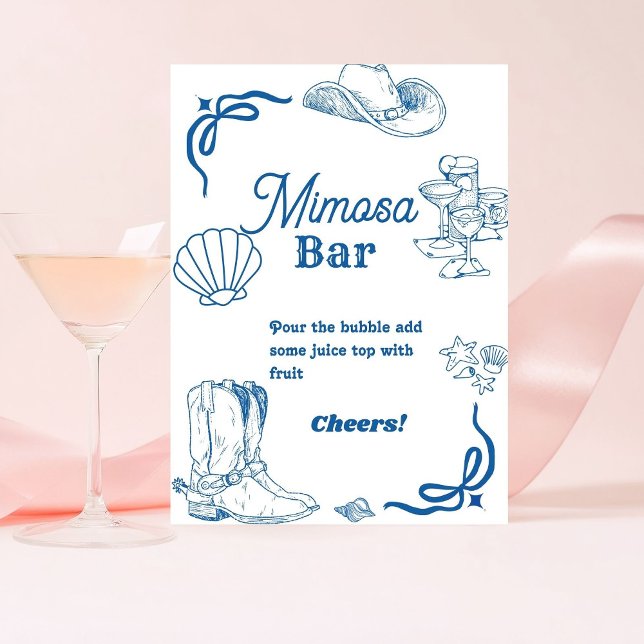 Cowgirl Ocean Bachelorette Mimosa Bar Menu Sockelschild (Von Creator hochgeladen)