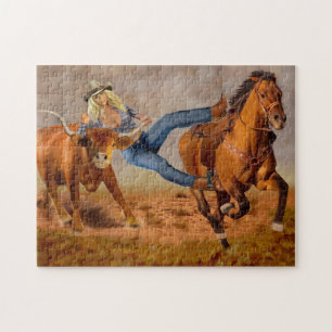 Cowgirl-Ochse-Wrestling Puzzle
