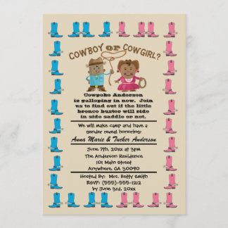 Cowgirl oder Cowboy Gender-Party Einladung