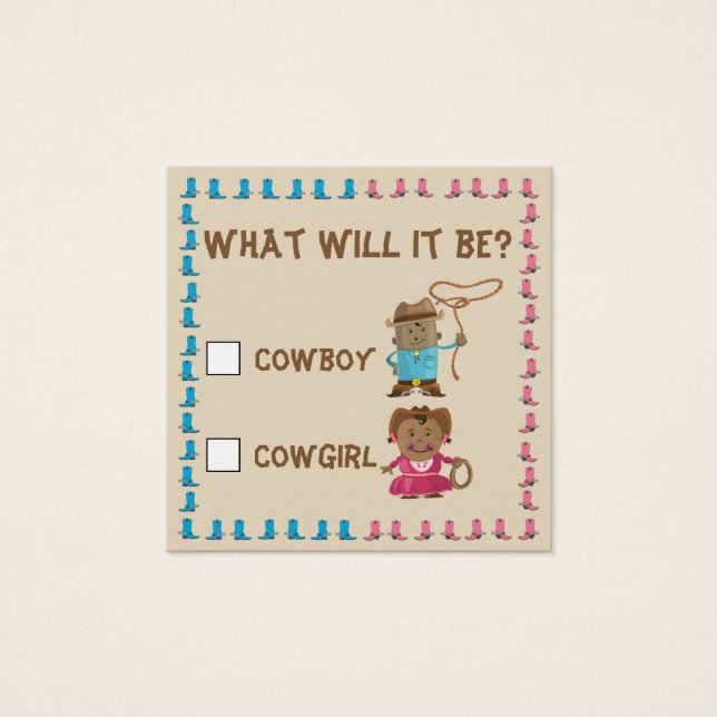Cowgirl oder Cowboy Gender Reveal Ballot (Vorderseite)