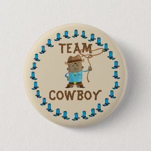 Cowgirl-oder Cowboy-Geschlecht decken Team-Knopf Button
