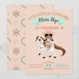 Cowgirl on Horse Girls Birthday Ethnic Einladung