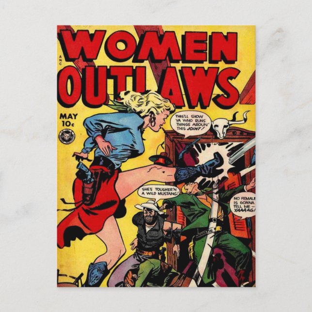 Cowgirl Outlaw Postkarte (Vorderseite)