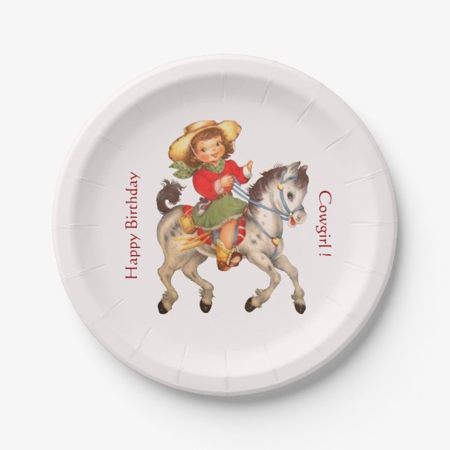 Cowgirl-Party Pappteller (Vorderseite)