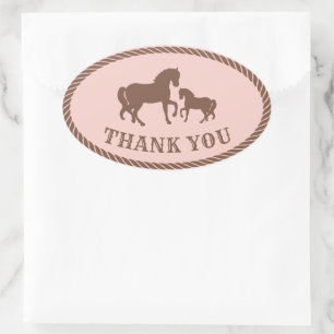 Cowgirl-Party   Pferd   Danke Oval Sticker