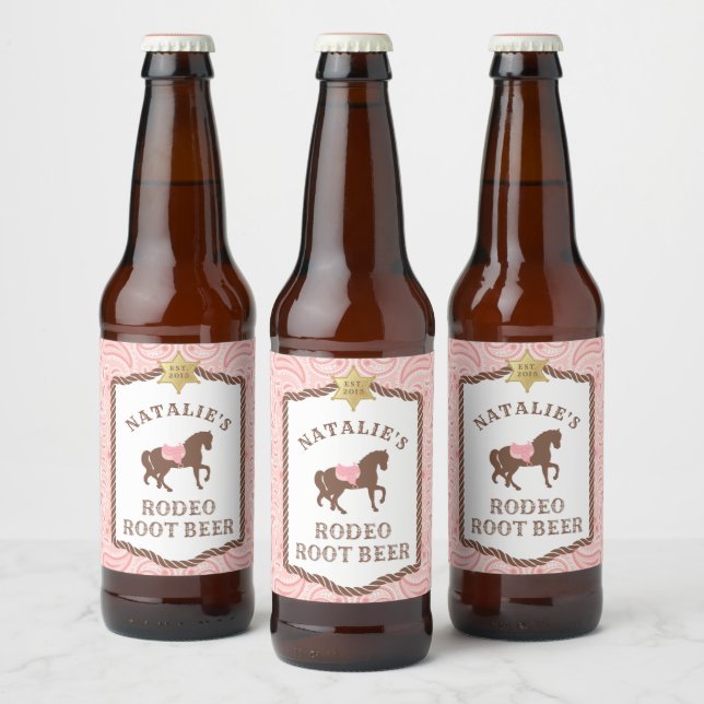 Cowgirl-Party | Rodeo Root Bear Flasche Bierflaschenetikett (Flaschen)