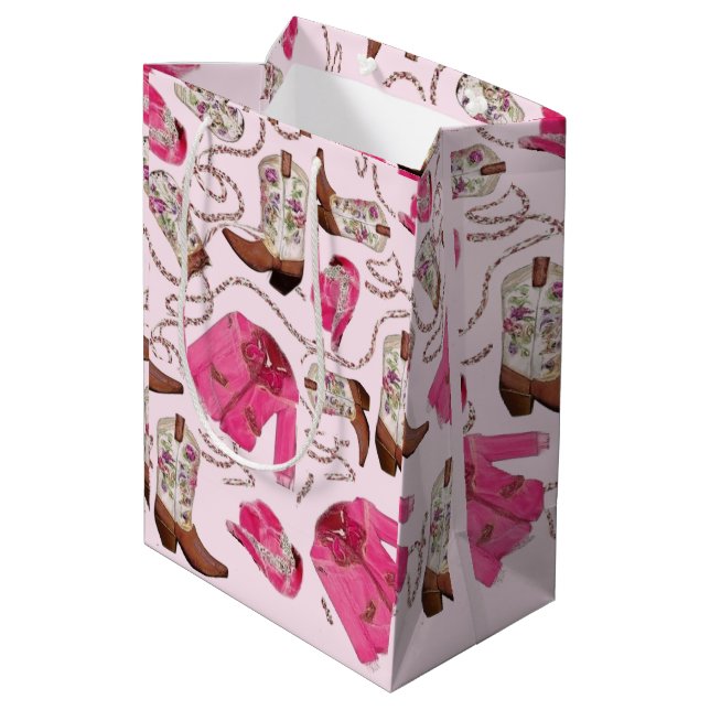 cowgirl pattern style mittlere geschenktüte (Rückseite Schrägansicht)