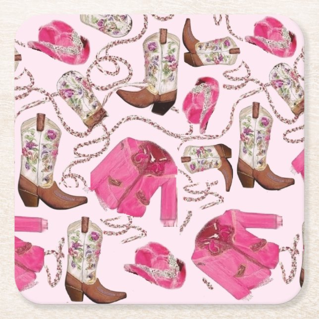 cowgirl pattern style rechteckiger pappuntersetzer (Vorderseite)