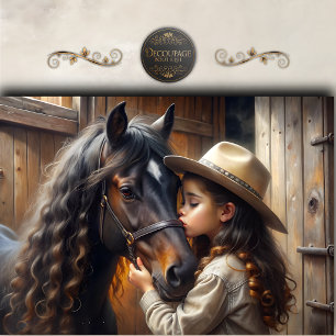 Cowgirl Pferd Versprechen Decoupage Seidenpapier