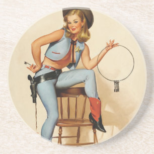 Cowgirl-Pin-up-Girl Getränkeuntersetzer