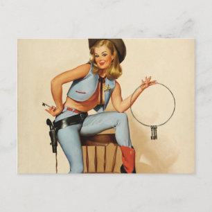 Cowgirl-Pin-up-Girl Postkarte