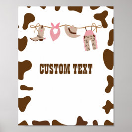 Cowgirl Pink Baby Dusche Custom-Zeichen Poster