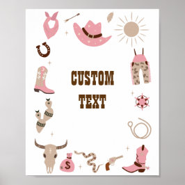 Cowgirl Pink Baby Dusche Custom-Zeichen Poster