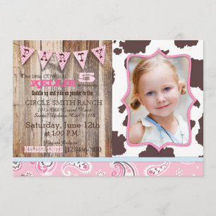 Cowgirl Pink Bandanna Western Thema Geburtstag Einladung