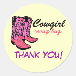 Cowgirl Pink Boots Danke Runder Aufkleber