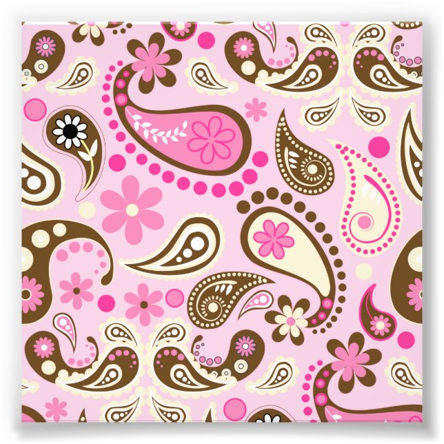 Cowgirl Pink Brown Paisley Blume Land Texas Fotodruck (Vorne)