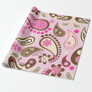 Cowgirl Pink Brown Paisley Blume Land Texas Geschenkpapier