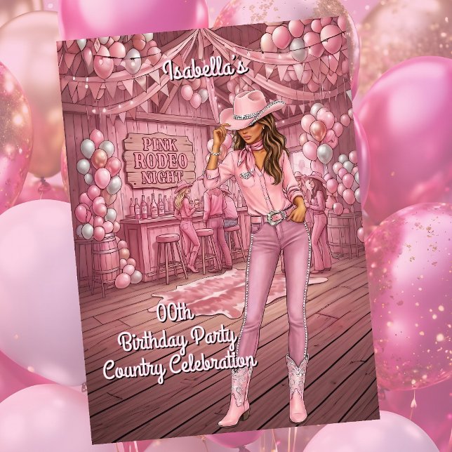 Cowgirl Pink Country Ranch Bar Birthday Party Einladung (Von Creator hochgeladen)