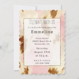 Cowgirl Pink Cream Brown Cowhide Einladung