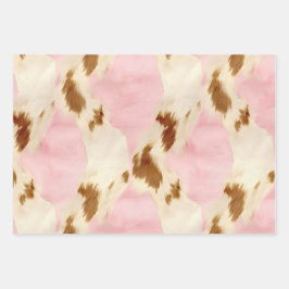 Cowgirl Pink Cream Brown Cowhide Geschenkpapier Set