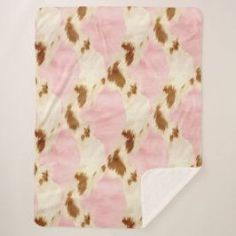 Cowgirl Pink Cream Brown Cowhide Sherpadecke