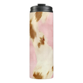 Cowgirl Pink Cream Brown Cowhide Thermosbecher