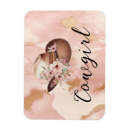 Cowgirl Pink Cream Brown Gold Cowhide Magnet