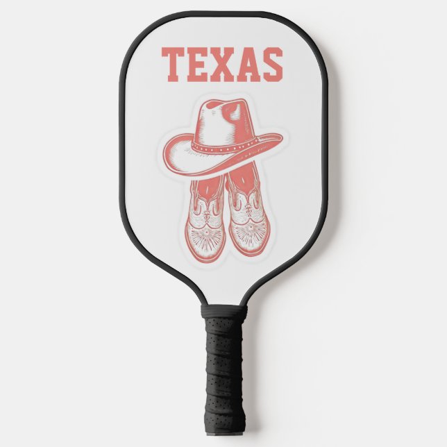 Cowgirl Pink Dallas Texas Boots Texan Pickleball Schläger (Vorderseite)