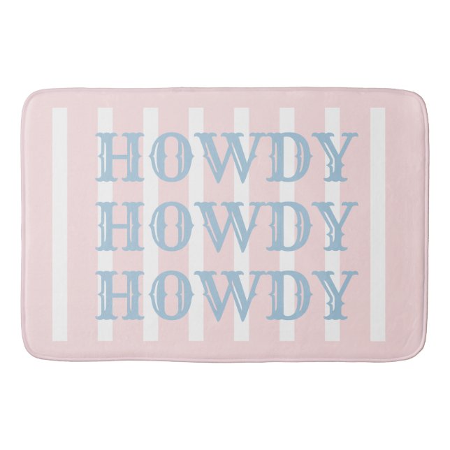 Cowgirl Pink Stripes Howdy Badematte (Vorderseite)