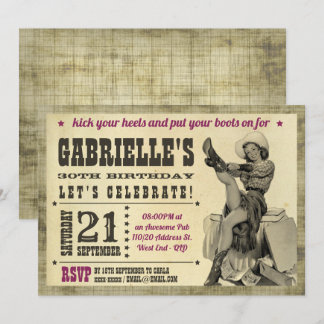 Cowgirl Pinup Country Geburtstagsparty Einladung